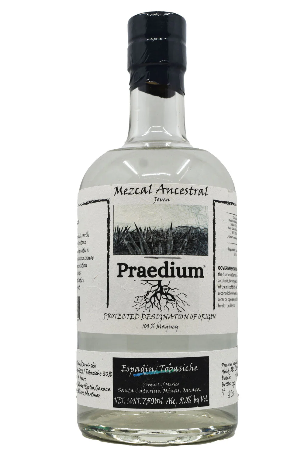 Praedium Mezcal Ancestral Joven Espadin/Tobasiche